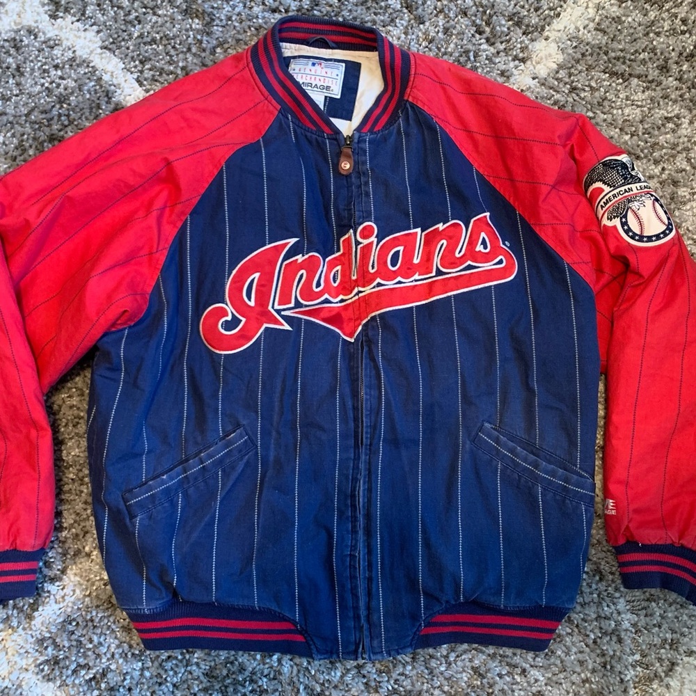 Rare Vintage MIRAGE Cleveland Indians MLB Baseball Full Zip Jacket 90s size L